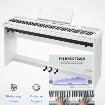 Donner DEP-20 Beginner Digital Piano 88 Key Full Size Weighted Keyboard (3-Pedal Unit, White)
A Best Digital Piano For Beginners with Weighted Keys