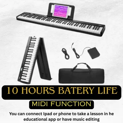 Easter EP_10 Beginner Foldable Digital Piano 88 Key, Bluetooth Portable Piano with Bag
This is the best digital piano for beginners with weighted keys.